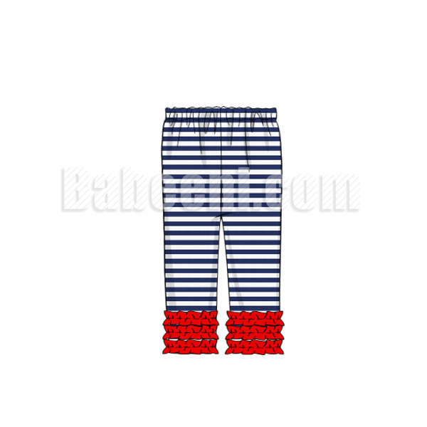 Navy mini stripe knit plain pants for girls - BT 43